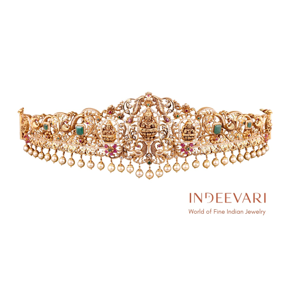 nakshi emerald lakshmi vaddanam gold jewelry bridal design