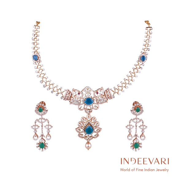 neelambari diamond necklace set gold jewelry bridal design