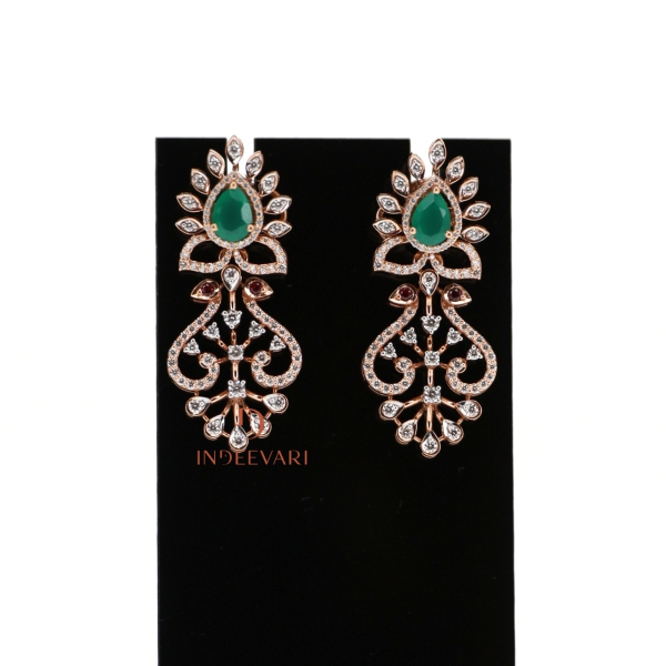 Peacock Elegance Rose Gold Earrings