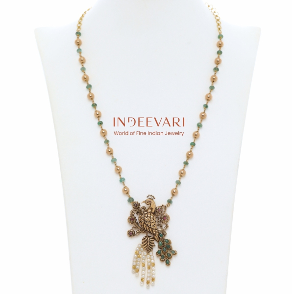 Peacock Pearl Antique Pendant Chain