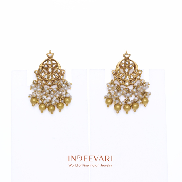 Mrinalini Polki Chandbali Earrings