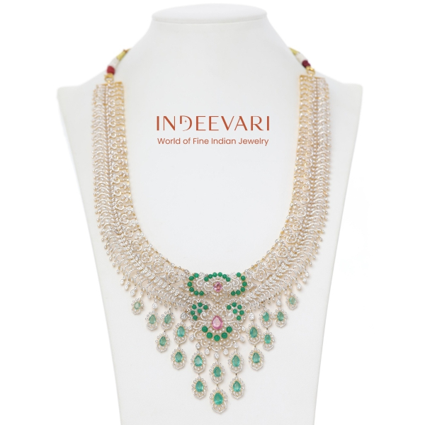 Emerald Pearl Drop CZ Haram – 18kt Gold Detachable Bridal Haram