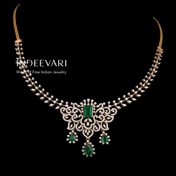 Sparkling Leafy Emerald Necklace