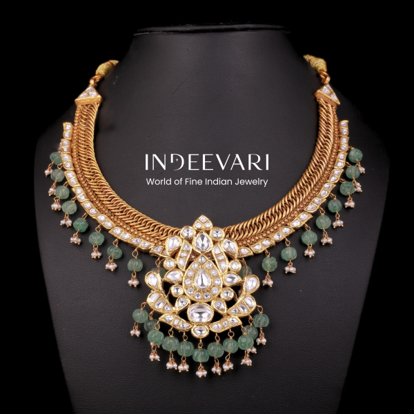 Emerald Jilebi Polki Necklace