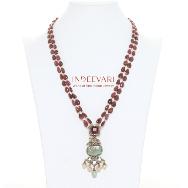 Victorian Royal Heirloom Ruby and Emerald Necklace - indian polki with premium craftsmanship