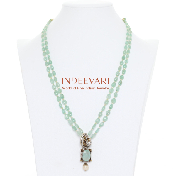 Victorian Envy Emerald Bead Necklace - emerald necklace with premium craftsmanship