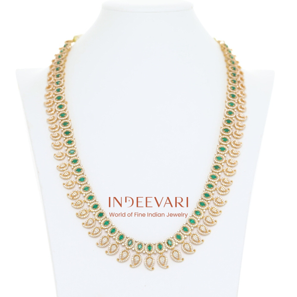 Pachiwork Mango Haram Emerald Cz Necklace - long haram necklace with premium craftsmanship