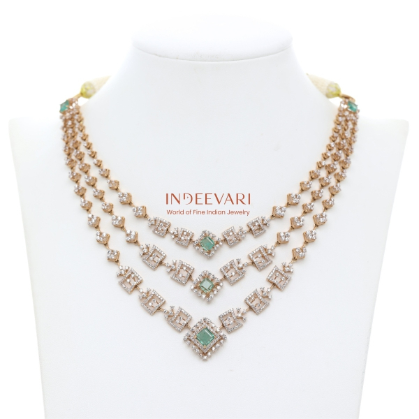 Emerald Cascade CZ Layered Necklace
