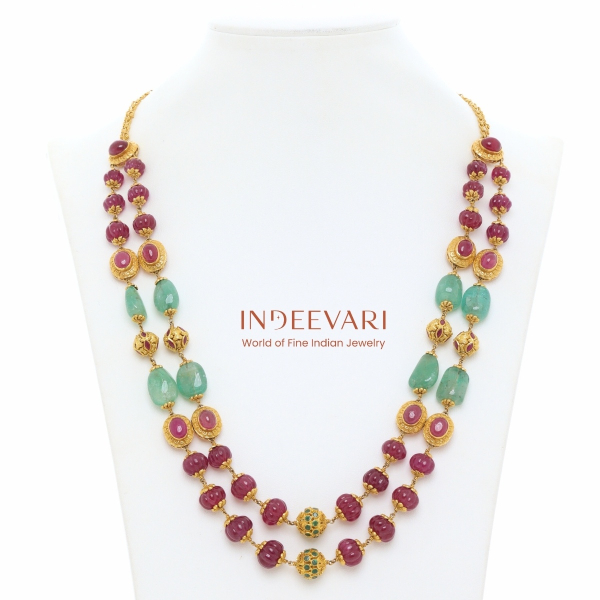 Ruby Emerald Double Strand Beads Mala