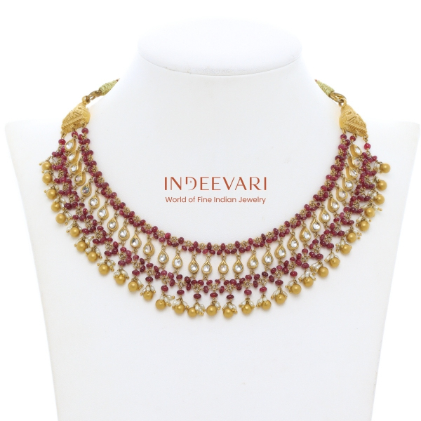 Ruby Pearl Jaali Festive Necklace