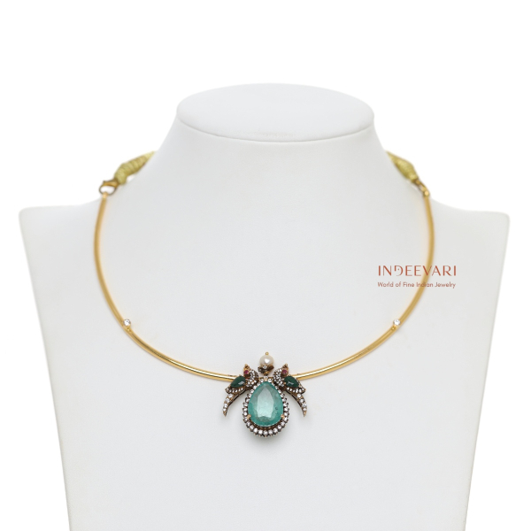 Victorian Emerald & CZ Kanti Necklace