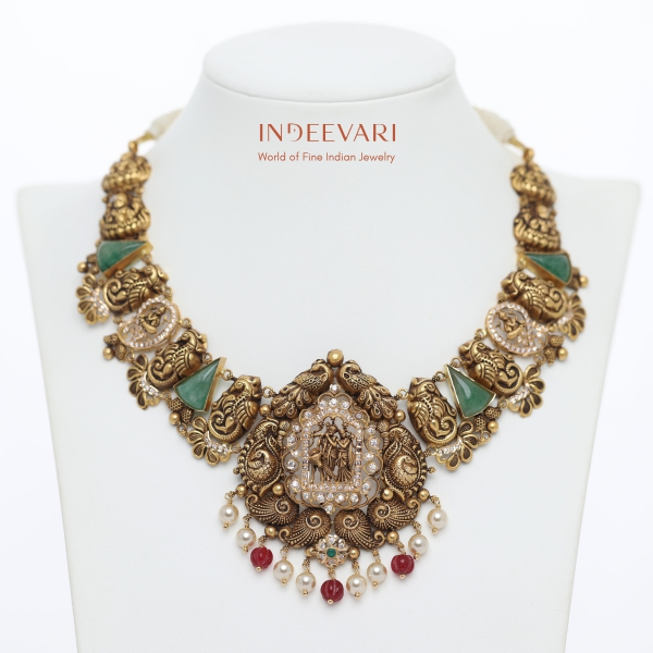 Radha Krishna nakshi necklace