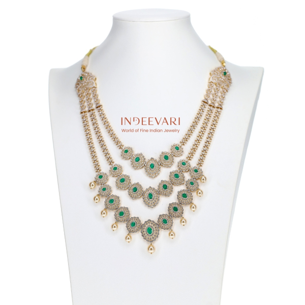 Aranya 18Kt Cz Swarovski Long Step Style Haram