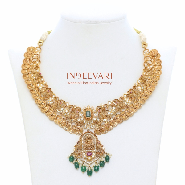 Heritage Gold Peacock Lakshmi Kasu Necklace