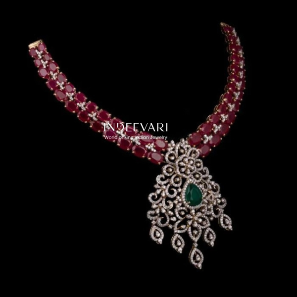 Ruby Red Highlight Diamond Necklace