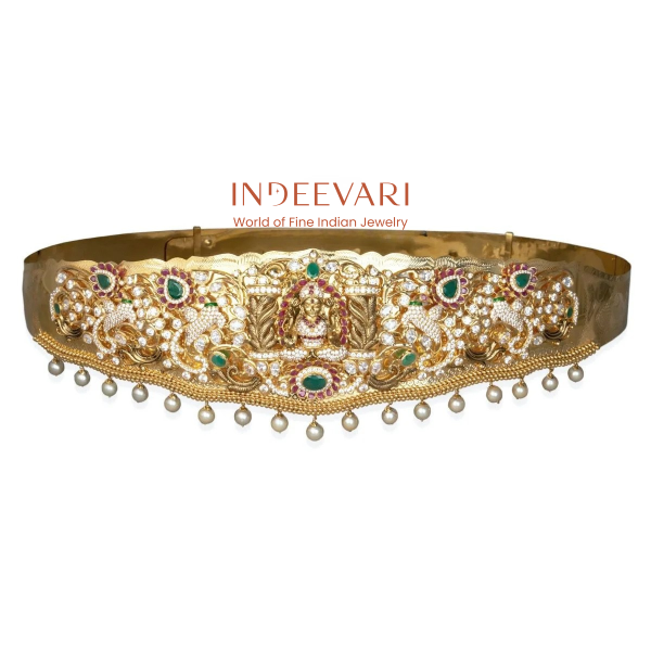 Sparkling Pachi Emerald and Ruby CZs Waist Belt    