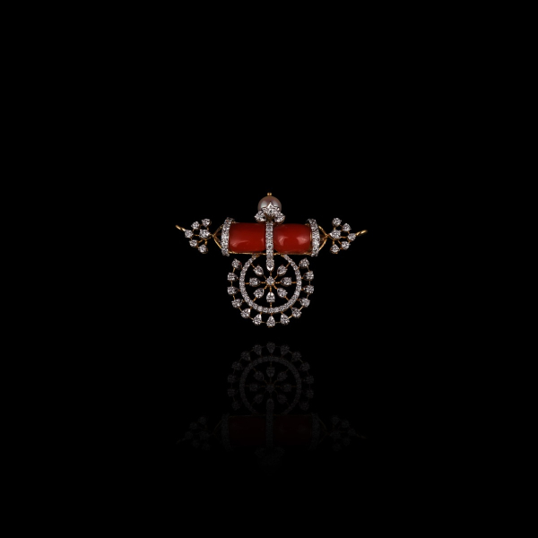 Fleur Coral and Diamond Pendant