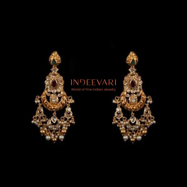 Flat Polki Long Chandbali