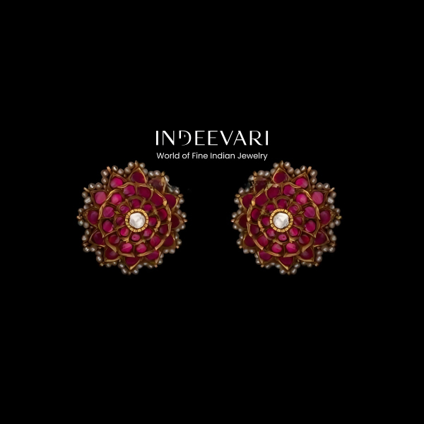Savitri Uncut Ruby Studs