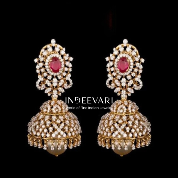 Diamond Jhumkis with convertible studs