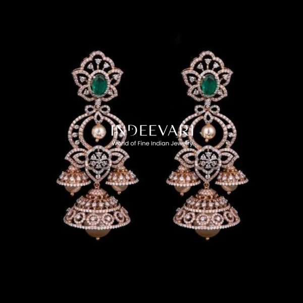 2in1 Diamond Detachable MultiJhumkis in Rose Gold