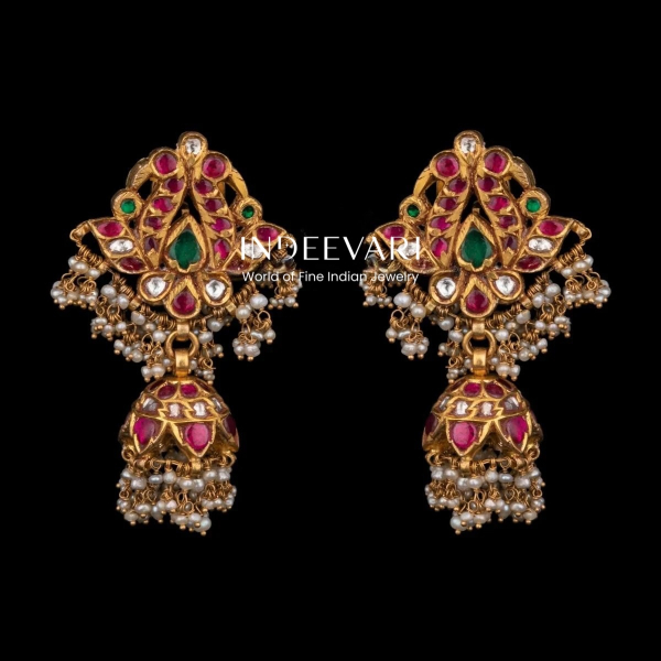 Mayuki Heritage Jhumkis with Basara Pearls