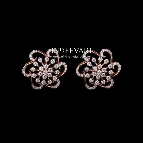 Verdant Diamond Studs in Rose Gold