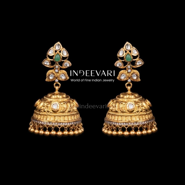 Mango Style Polki Diamond Jhumkis