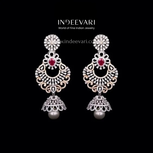 Spectacular Rose and white gold Jhumkis
