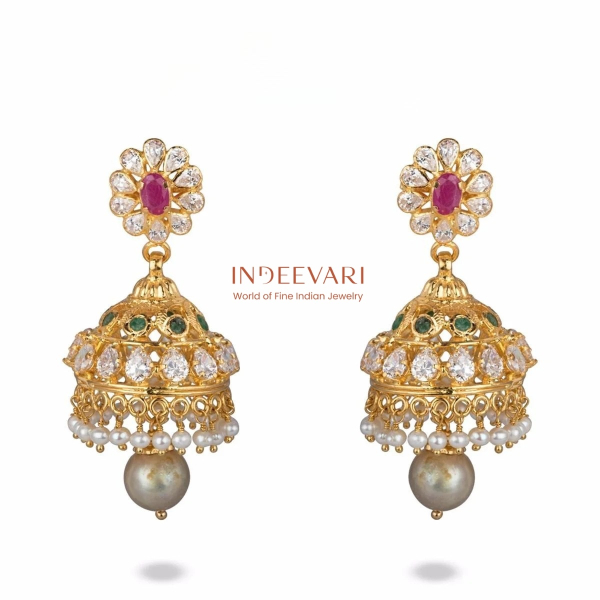 Colourful CZ Pachi Jhumki