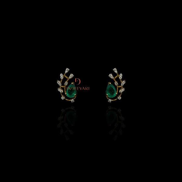 Ariana Emerald Green & Diamond Stud Earrings