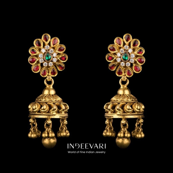 Kundan With CZ Jhumkis