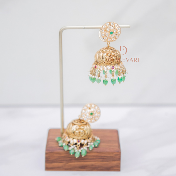 Regal Emerald Jhumki Earrings
