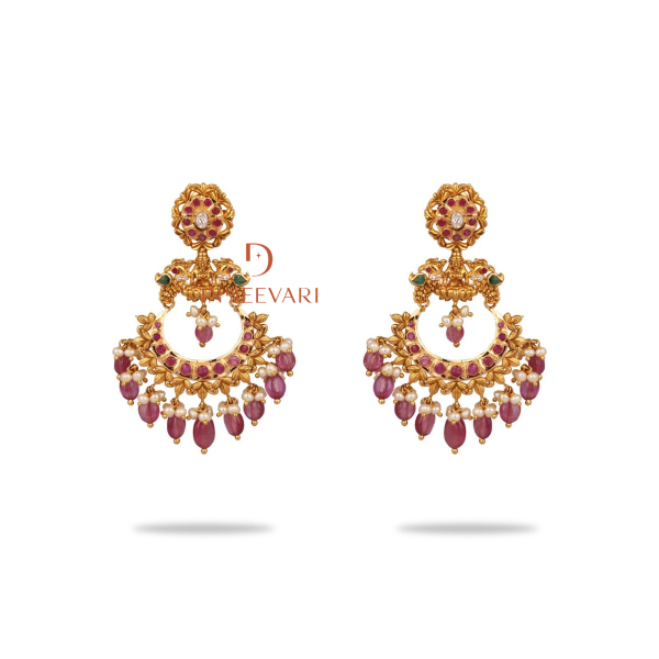 Yaalini Pachiwork Chandbali Earrings