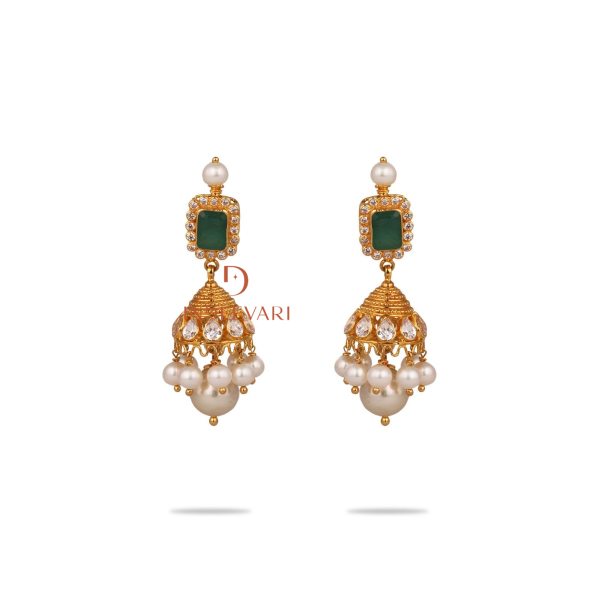 Himadri Pachiwork Jhumki Earrings