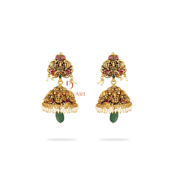 Soma Rubiy and Emerald Jhumki Earrings 