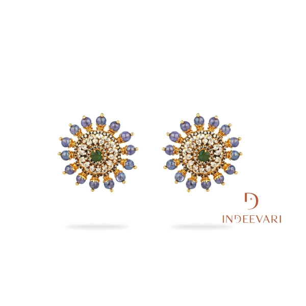 Mesha Tanzanite and Emerald Stud Earrings