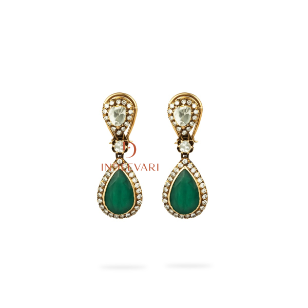 Druthy Diamond & Emerald Drop Earrings