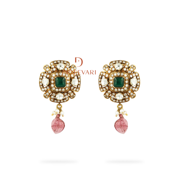 Tejsri Polki, Diamond & Emerald Earrings