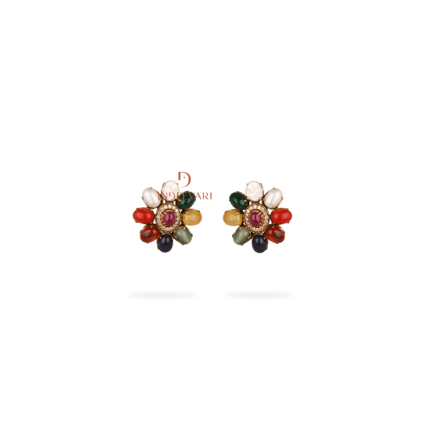 Yutika Navratna Diamond Polki Earrings