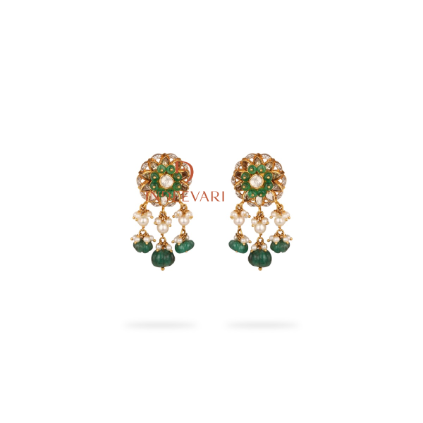 Umarani Polki & Pearls Karanphool Earrings