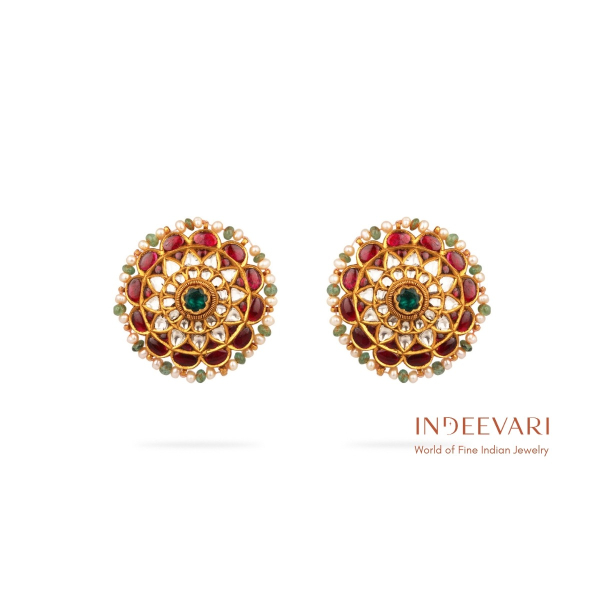 Savarna Ruby & Emerald Stud Earrings 