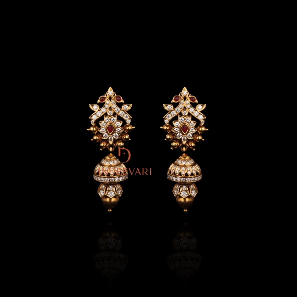 Ruhi Diamond & Ruby Jhumki Earrings