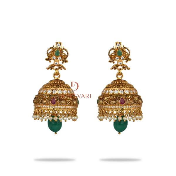 Mahima Emerald Drop Jhumka