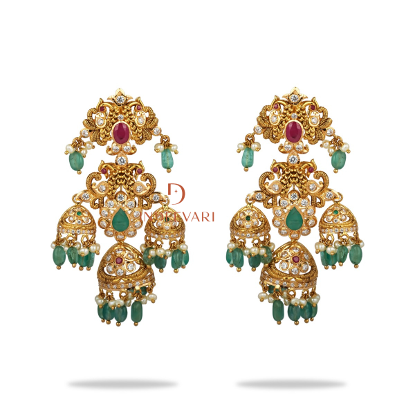 Jhumar Pachi Work Earrings