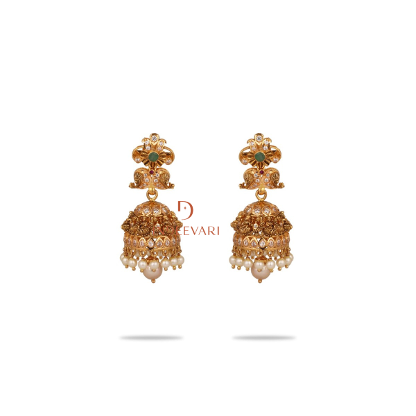 Yoshita Pachiwork Jhumki Earrings 