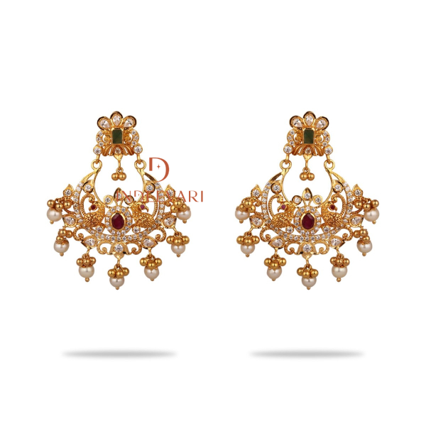 Namasya Pachiwork Chandbali Earrings 