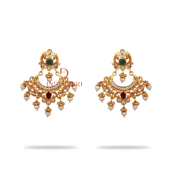 Manya Pachiwork Chandbali Earrings 