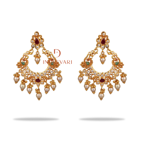 Malavika Pachiwork Chandbali Earrings 