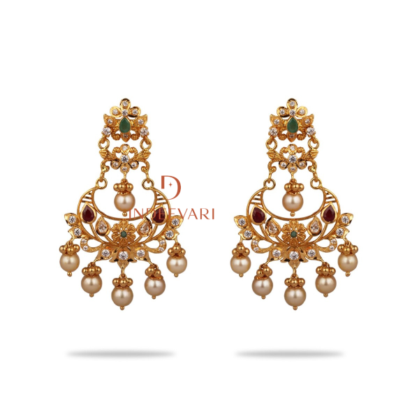 Iha Pachiwork Chandbali Earrings 